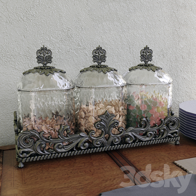 GG Collection Three Glass Canisters 3DSMax File - thumbnail 3