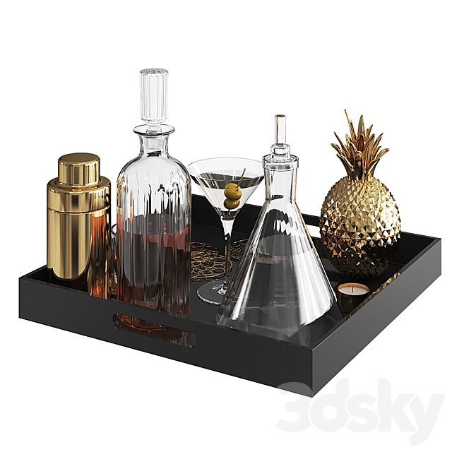 Home Bar Tray 3DS Max Model - thumbnail 3