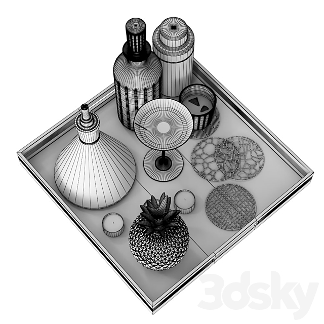 Home Bar Tray 3DS Max Model - thumbnail 5