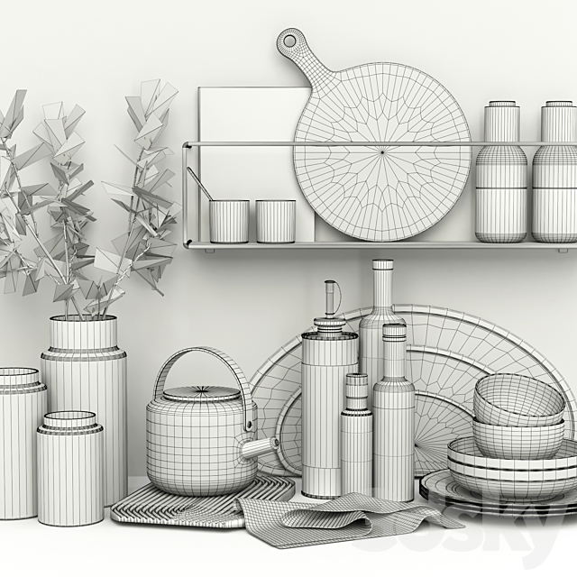 Kitchen accessories 01 – Decorative set 13 3DS Max Model - thumbnail 5