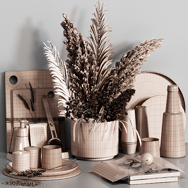 Kitchen accessories 024 with dried plants 3DSMax File - thumbnail 6