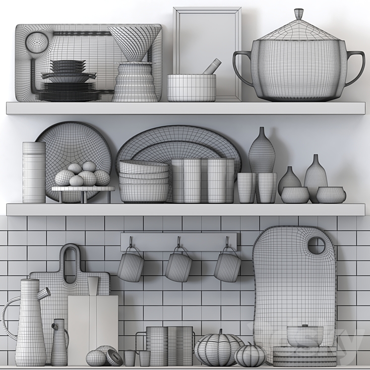 kitchen accessories 3DS Max Model - thumbnail 2