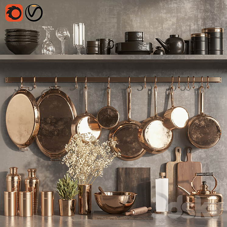 Kitchen Accessories set01 3DS Max - thumbnail 1