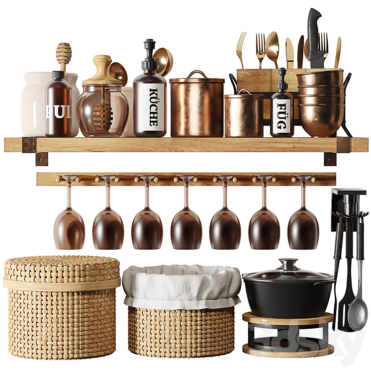 Kitchen accessory decor set collection 3DS Max - thumbnail 1