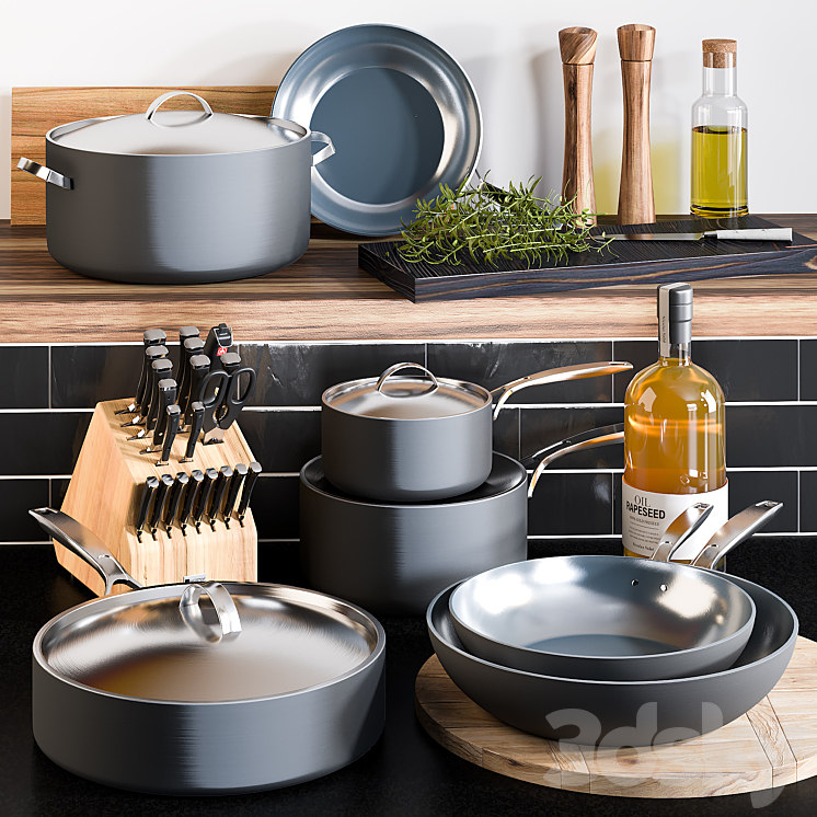 Kitchen Cookware Set 1 3DS Max - thumbnail 1