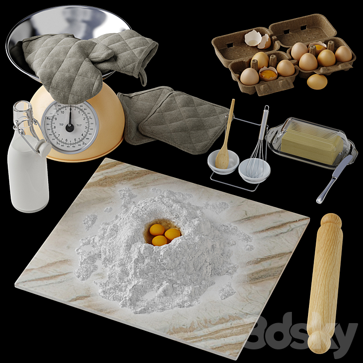 Kitchen decor set 3DS Max - thumbnail 1