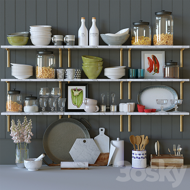 Kitchen decor set 3ds Max - thumbnail 1