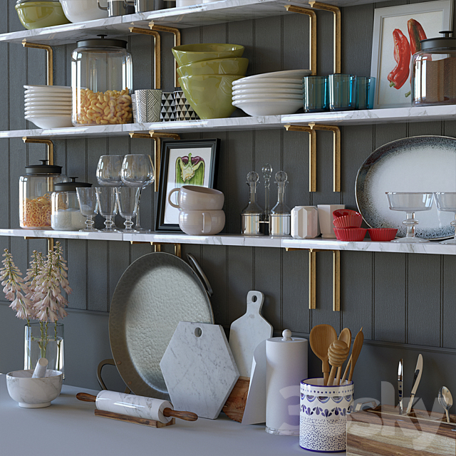 Kitchen decor set 3ds Max - thumbnail 2