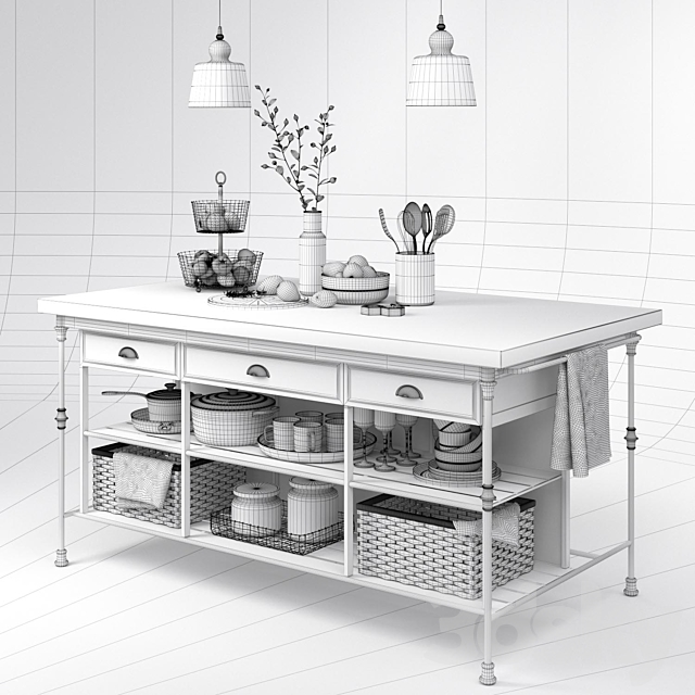 Kitchen decor set – Crate and barrel 3DSMax File - thumbnail 2