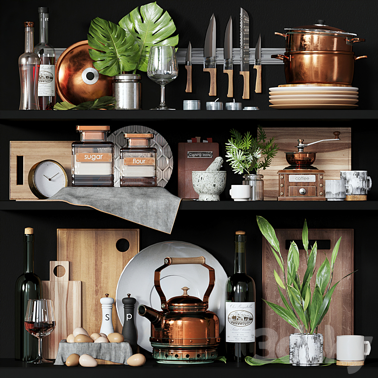 Kitchen decorative set 3DS Max - thumbnail 1