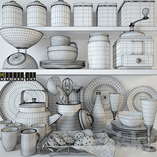 Kitchen Set 17 3DS Max Model - thumbnail 3