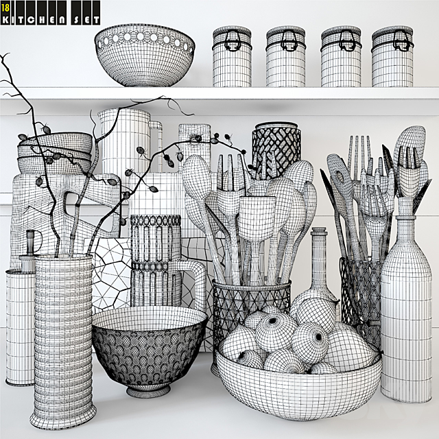 Kitchen Set 18 3DS Max Model - thumbnail 3