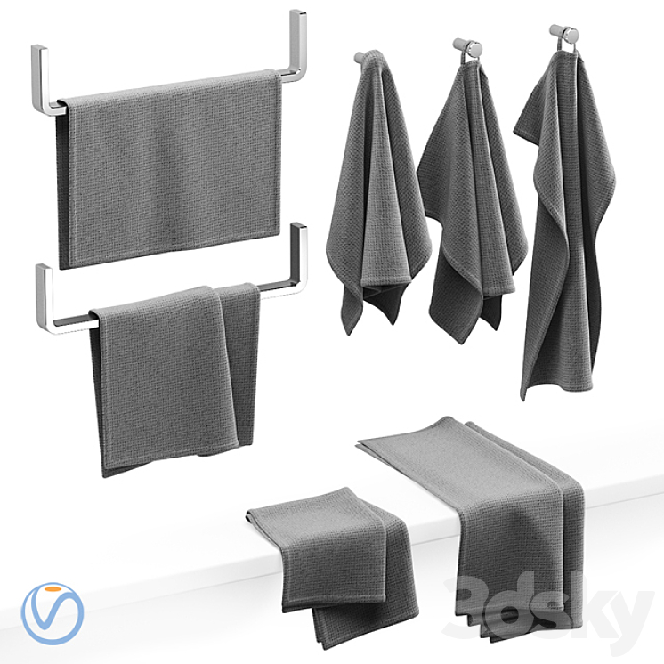 KITCHEN TOWELS GRAY 3DS Max - thumbnail 1