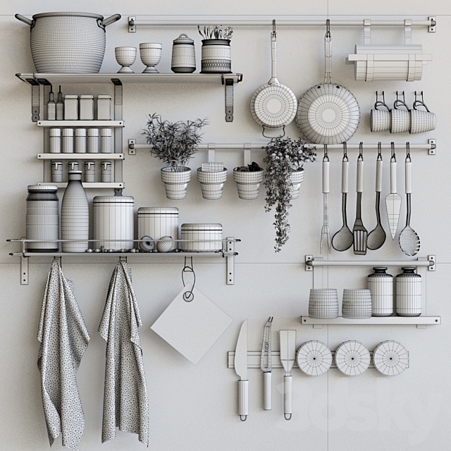 Kitchen utensils with spices. cutlery 2 3DSMax File - thumbnail 2