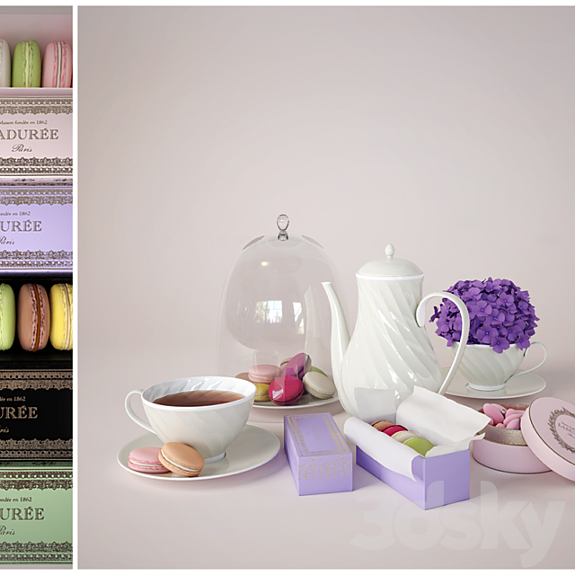 Macaroon with tea 3DSMax File - thumbnail 1