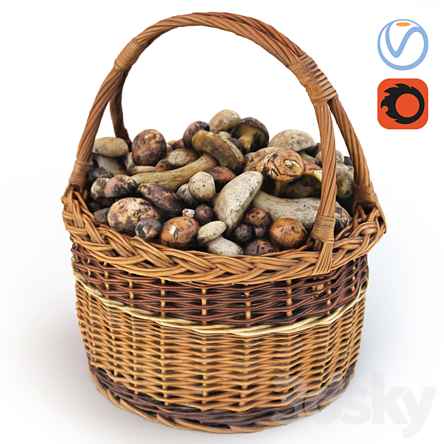 Mushrooms in a basket 3ds Max - thumbnail 1