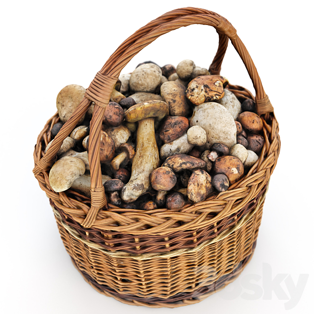 Mushrooms in a basket 3ds Max - thumbnail 2