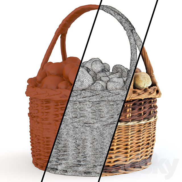 Mushrooms in a basket 3ds Max - thumbnail 3