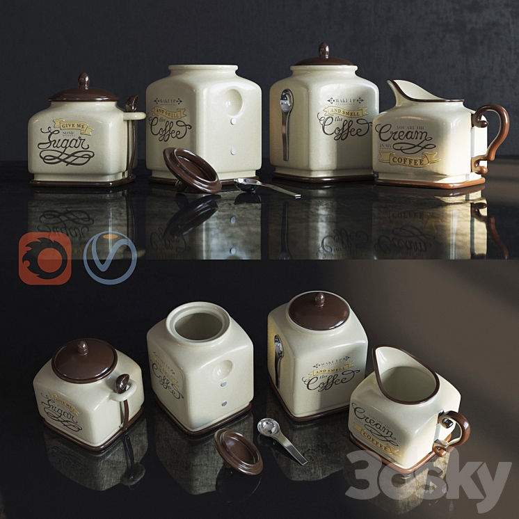 New Coffee Themed Canister 3DS Max - thumbnail 1