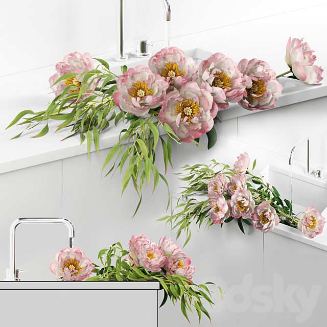 Peonies in sink 3DSMax File - thumbnail 1