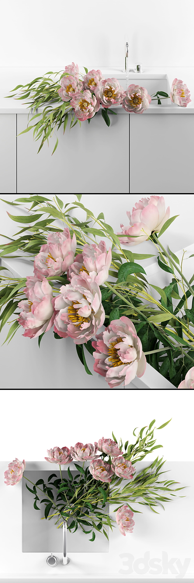 Peonies in sink 3DSMax File - thumbnail 2