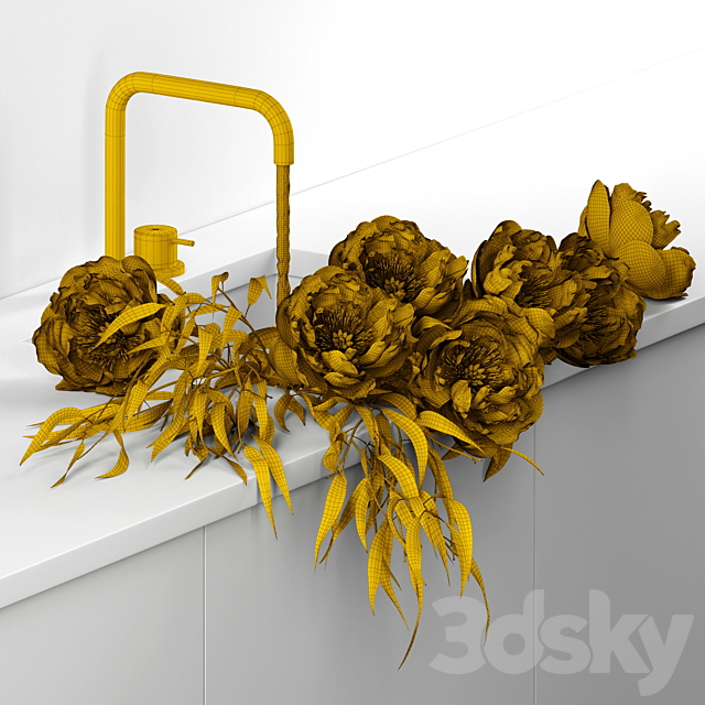 Peonies in sink 3DSMax File - thumbnail 3