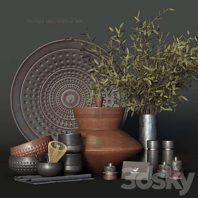 Pottery decorative set 3DSMax File - thumbnail 2