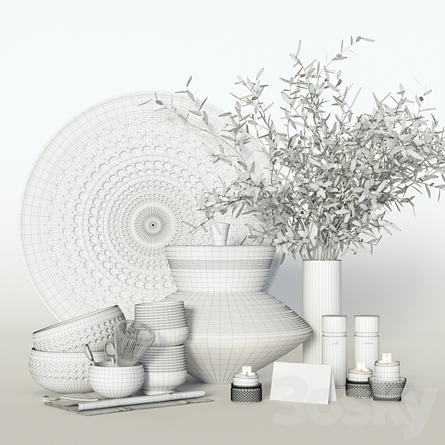 Pottery decorative set 3DSMax File - thumbnail 5