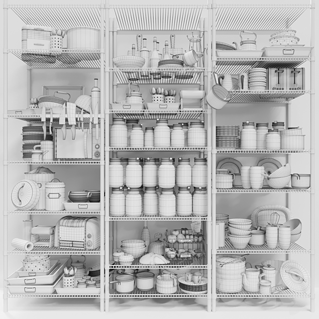 Rack for pantry with spices and kitchen utensils. Crockery and service 3DS Max Model - thumbnail 2