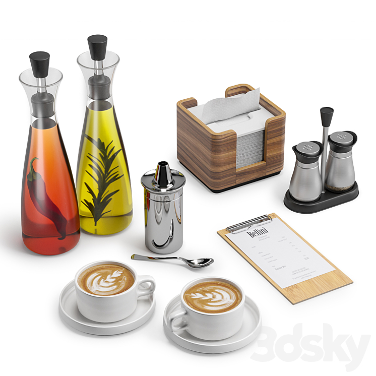 Restaurant Table Decor Set 2 3DS Max - thumbnail 1