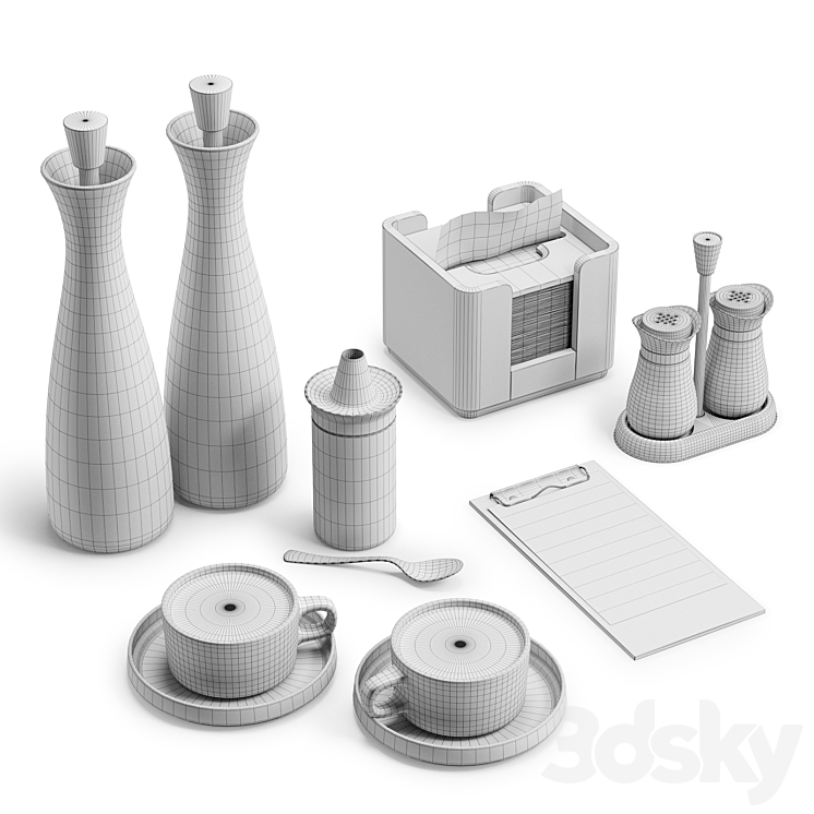 Restaurant Table Decor Set 2 3DS Max - thumbnail 2