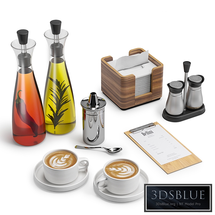 Restaurant Table Decor Set 2 3DS Max - thumbnail 3