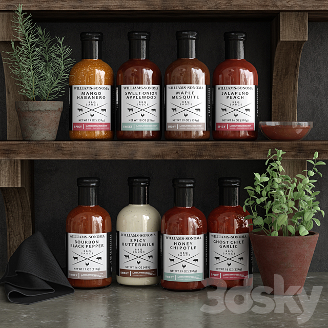 Set of sauces for barbecue 3DSMax File - thumbnail 1