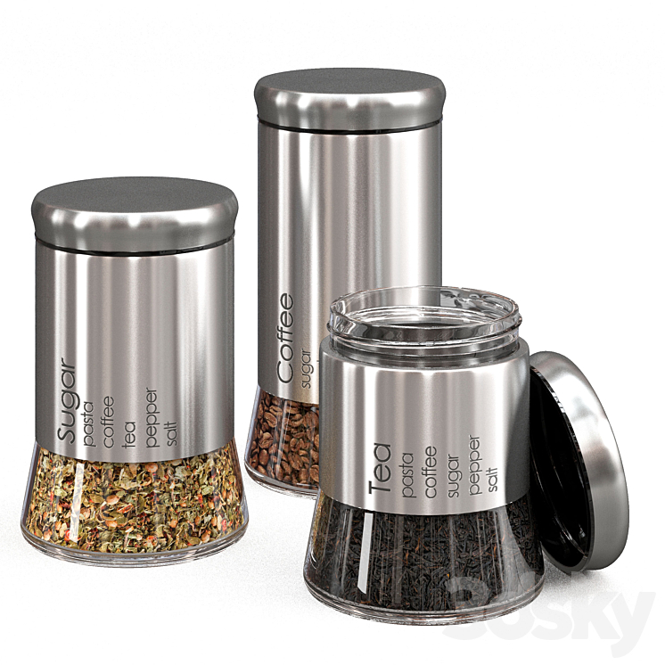 set of spice jars 3DS Max - thumbnail 1