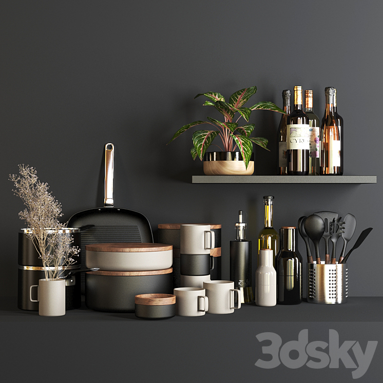 set1133- kitchen black4 3DS Max - thumbnail 1