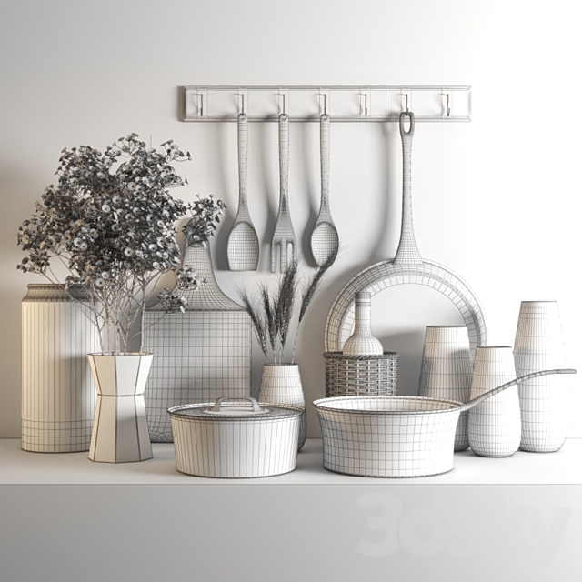 set135 -rustic kitchen set 3DS Max Model - thumbnail 3