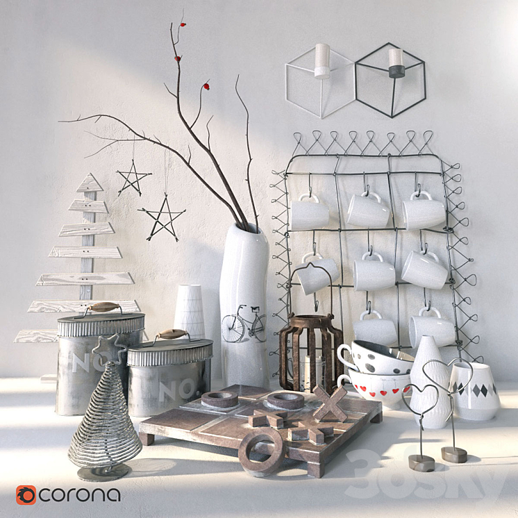 set_Scandinavian decor_01 3DS Max - thumbnail 1