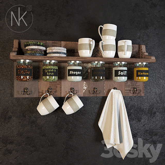 Shelf with spices 3DSMax File - thumbnail 1