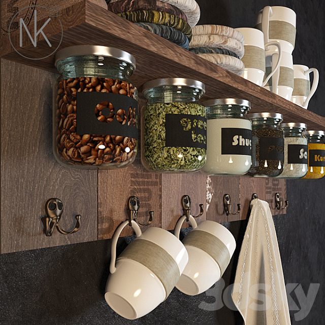 Shelf with spices 3DSMax File - thumbnail 2