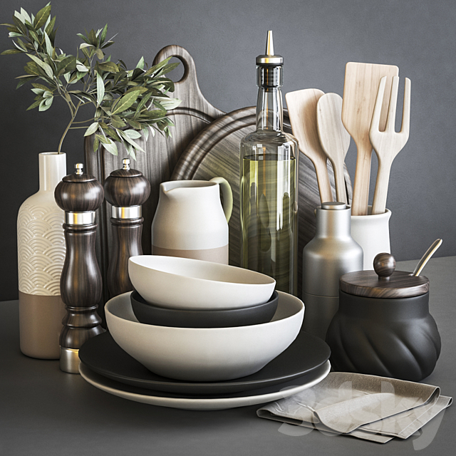 Tableware and decor for the kitchen 3ds Max - thumbnail 1