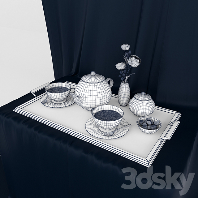 Tea service 3DS Max Model - thumbnail 3