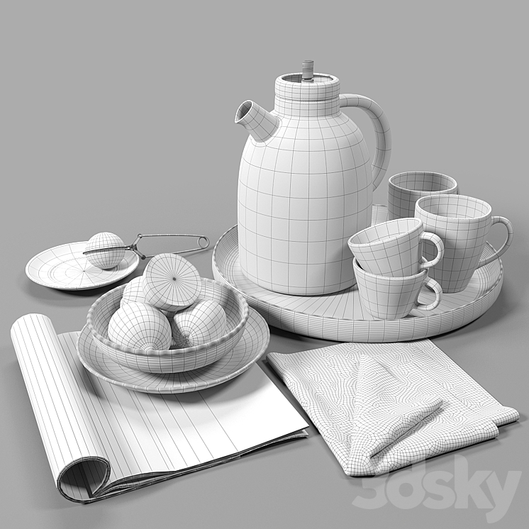 Tea set_01 3DS Max - thumbnail 2