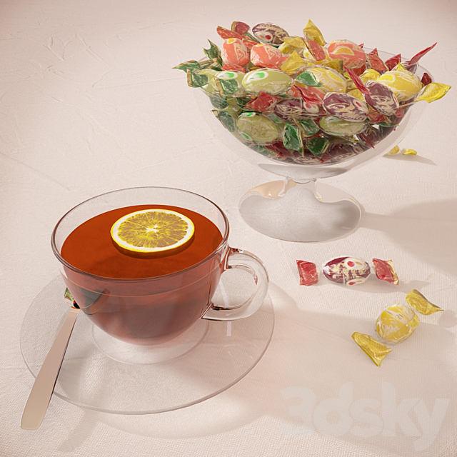 tea with chocolate 3ds Max - thumbnail 1