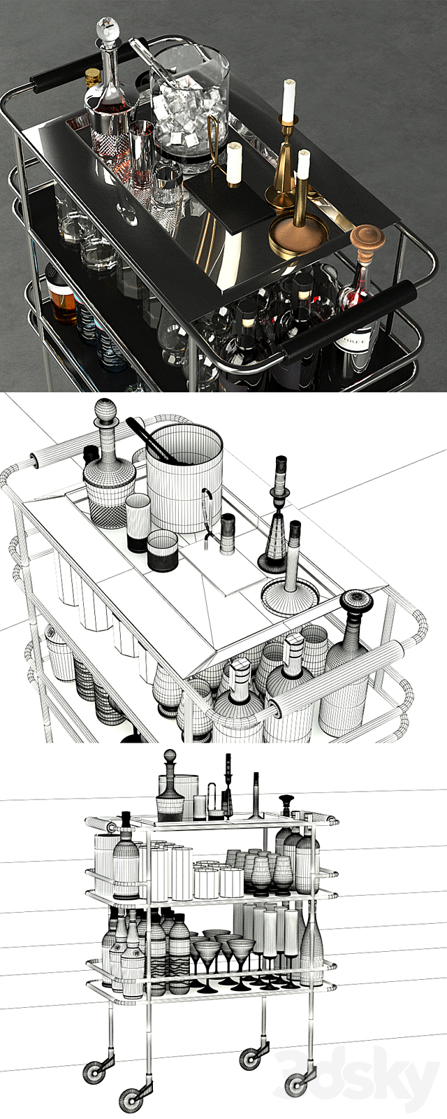 Tray on wheels 3DS Max Model - thumbnail 3