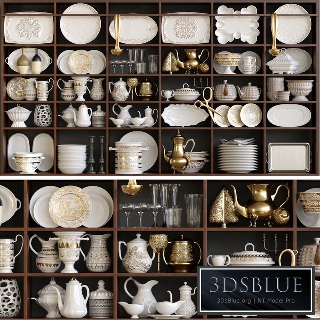 Wardrobe in a classic service. Tableware 3DS Max - thumbnail 3