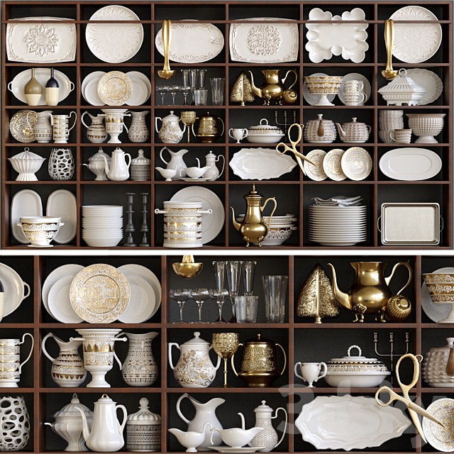 Wardrobe in a classic service. Tableware 3DSMax File - thumbnail 1