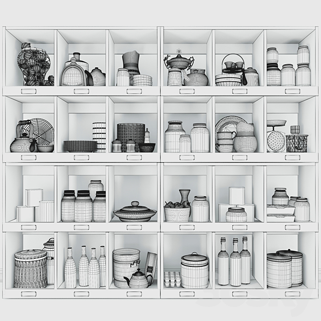 Wardrobe with decor for the kitchen and kitchen utensils 3ds Max - thumbnail 2