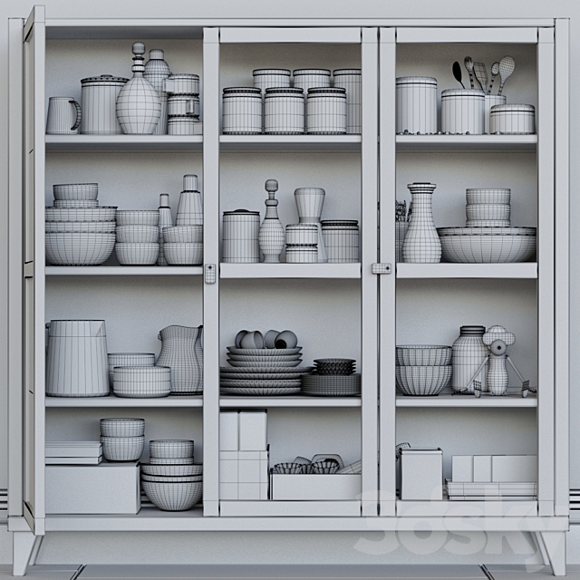 Wardrobe with dishes. Kitchen utensils 3DSMax File - thumbnail 2