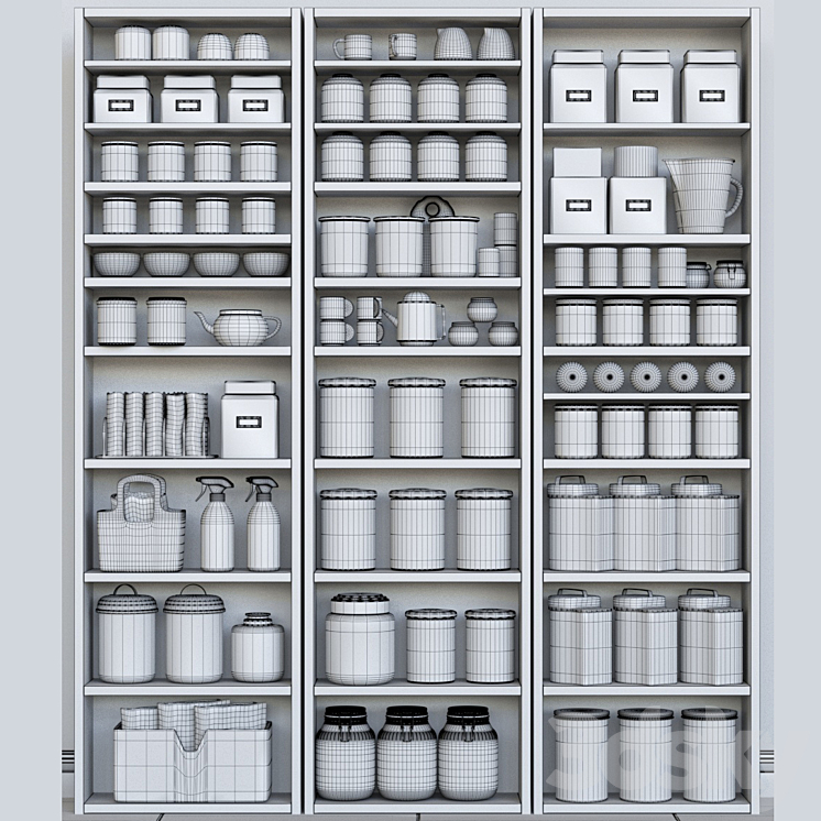 Wardrobe with kitchen accessories. Kitchenware 3DS Max - thumbnail 2