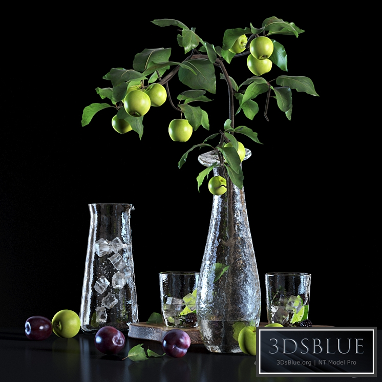 Water with lime and apple tree branch 3DS Max - thumbnail 3